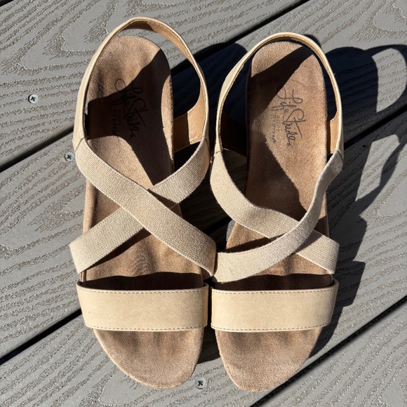 Life Stride Soft System FLEX Beige Wedge Strappy Sandals Women's Size 9M - Picture 7 of 10